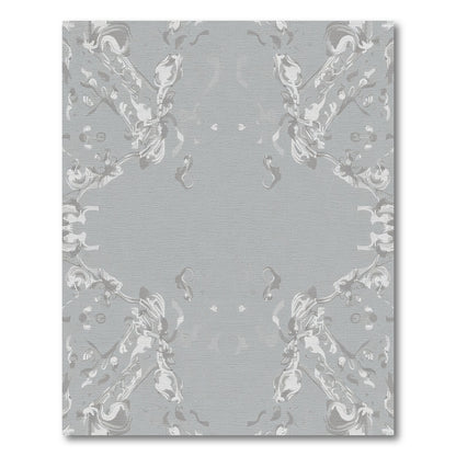 Silver Rococo Floral Medallion Rug