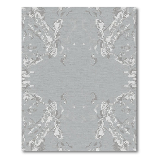 Silver Rococo Floral Medallion Rug