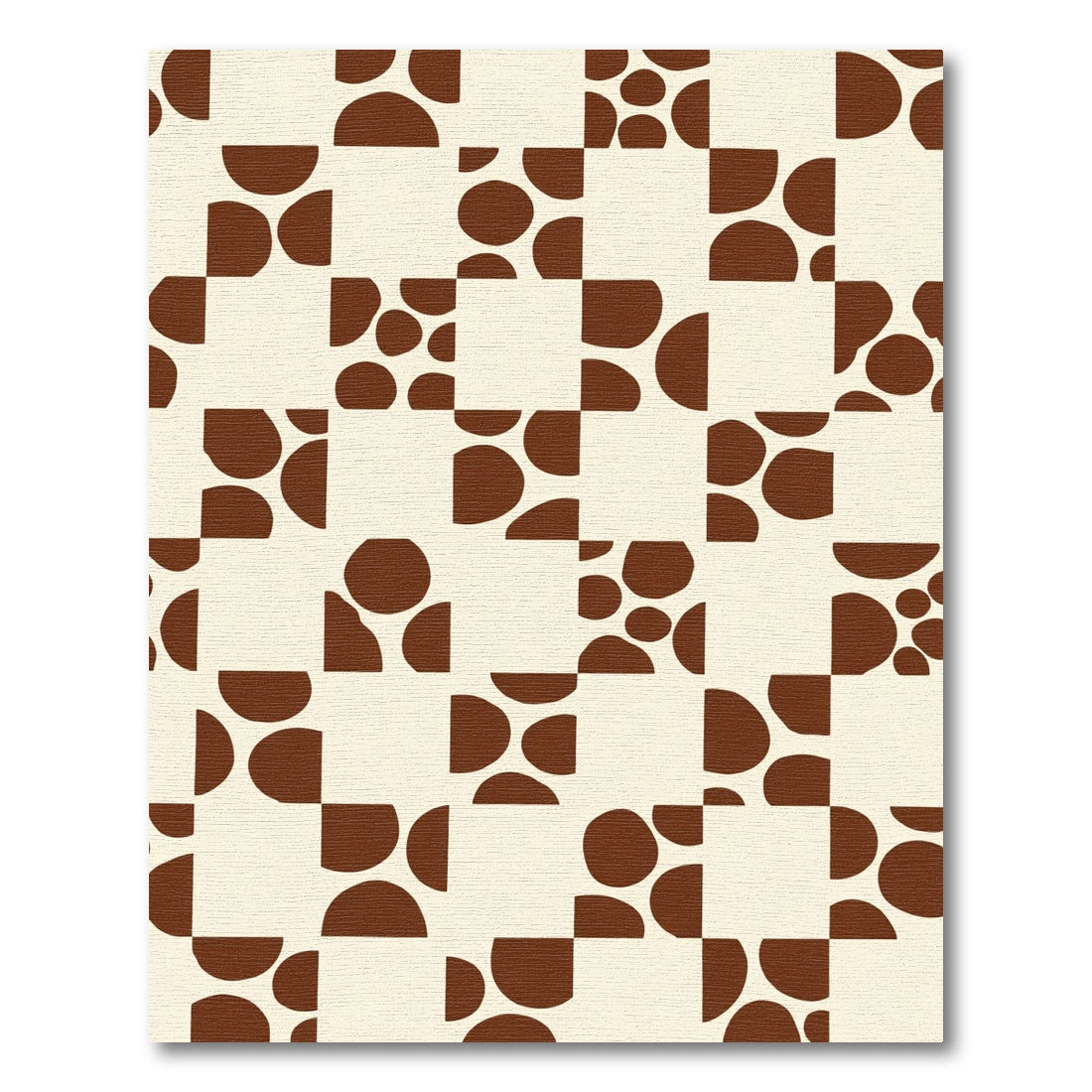 Brown Circles Mid-Century Checkerboard Rug