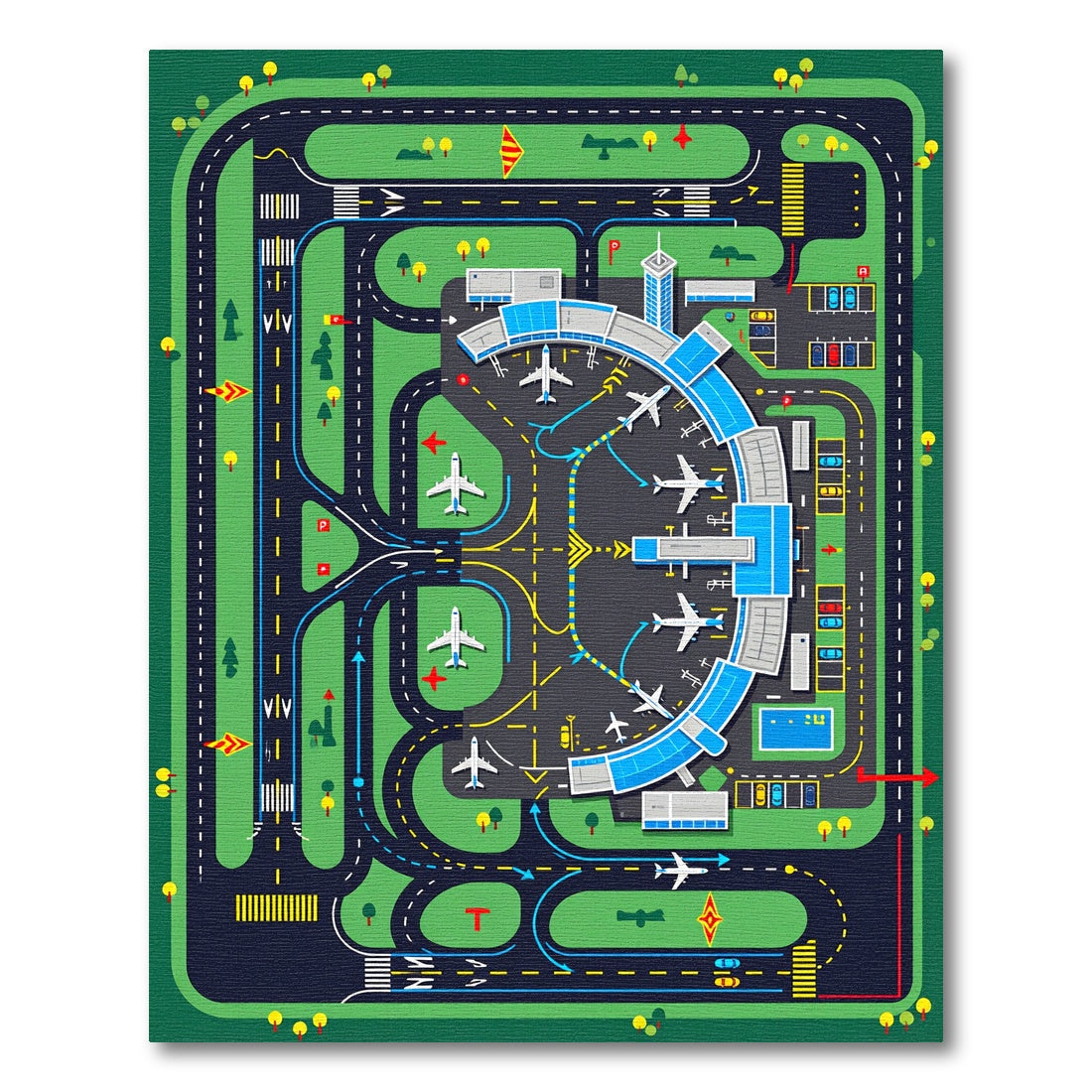 Playful Airport Runways and Planes Rug