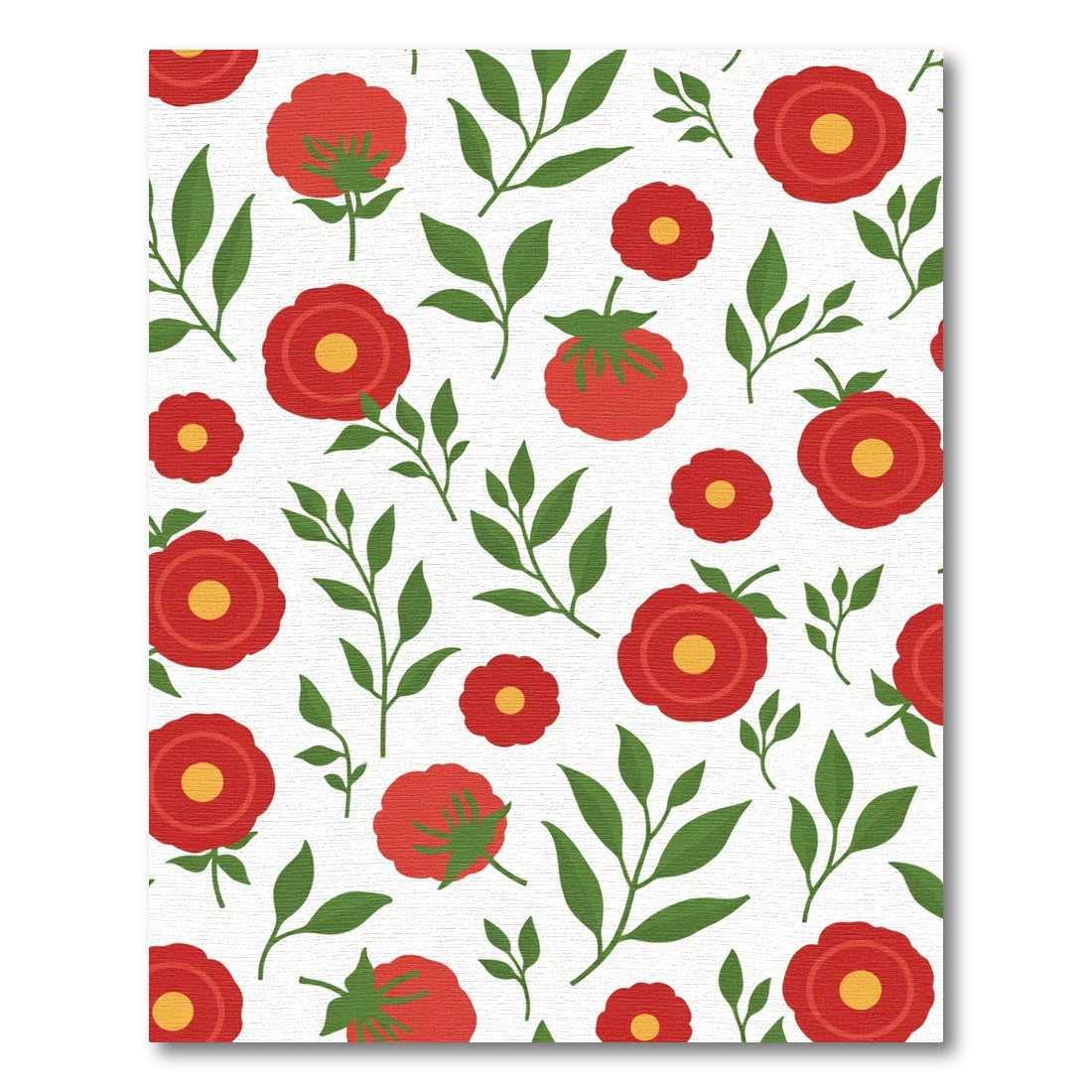 Red Floral Sprig Repeating Arrangement Rug
