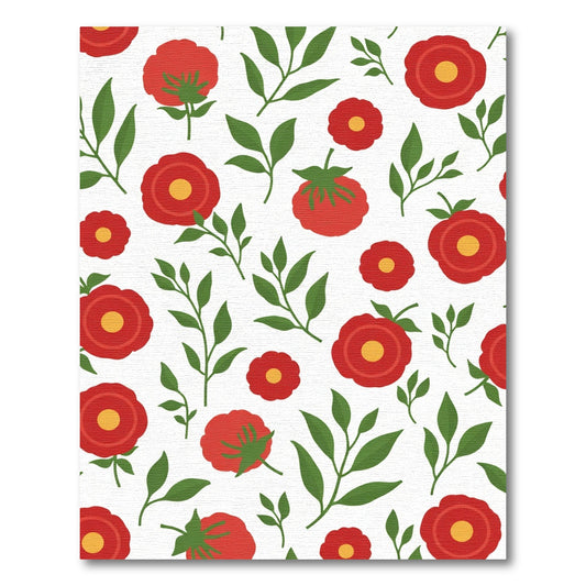 Red Floral Sprig Repeating Arrangement Rug