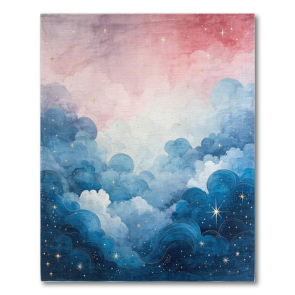 Dreamy Pink Blue Starry Clouds Rug