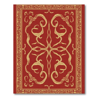 Crimson Gold Scrollwork Border Rug