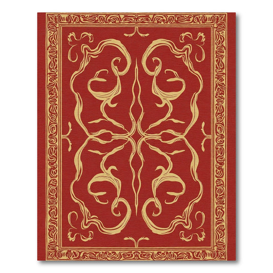 Crimson Gold Scrollwork Border Rug