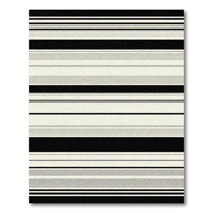 Minimalist Black Cream Horizontal Lines Rug
