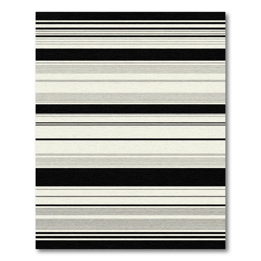 Minimalist Black Cream Horizontal Lines Rug