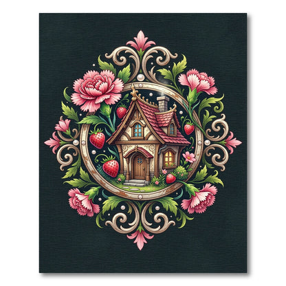 Enchanted Strawberry Cottage Carnation Medallion Rug