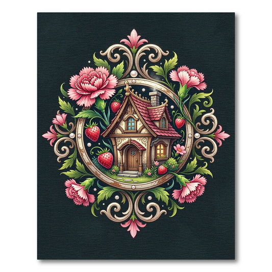 Enchanted Strawberry Cottage Carnation Medallion Rug