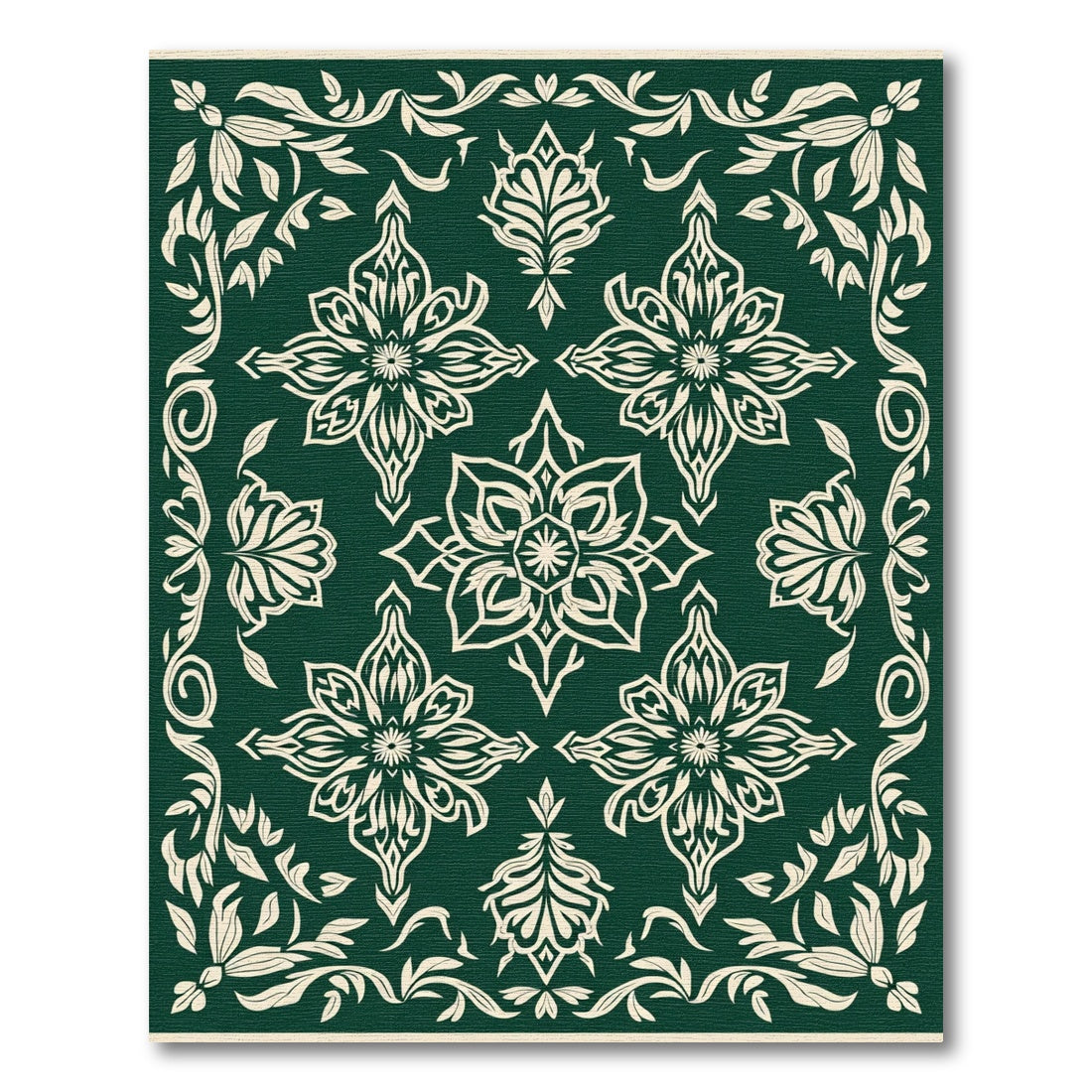 Emerald Green Floral Medallion Harmony Rug