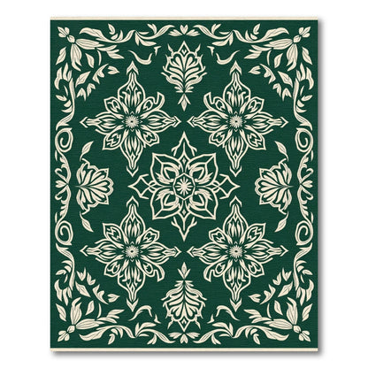 Emerald Green Floral Medallion Harmony Rug
