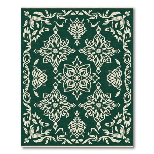 Emerald Green Floral Medallion Harmony Rug