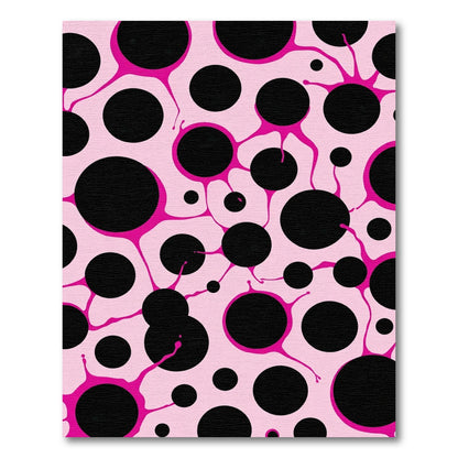 Pink Black Polka Dot Splash Rug