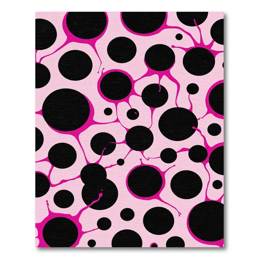 Pink Black Polka Dot Splash Rug