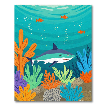 Coral Shark Reef Aquatic Scene Rug