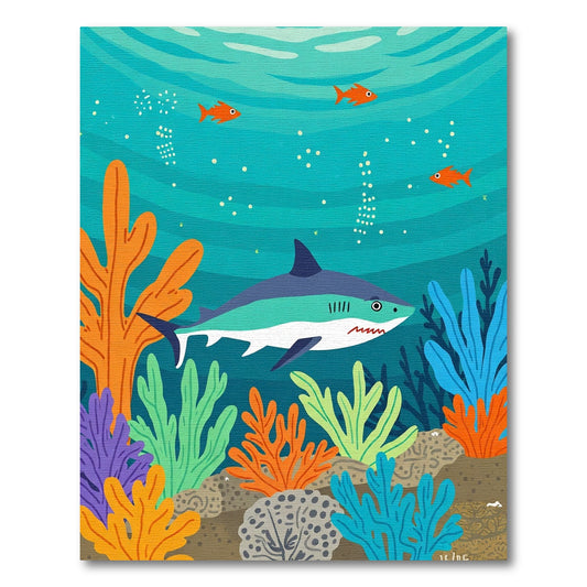 Coral Shark Reef Aquatic Scene Rug