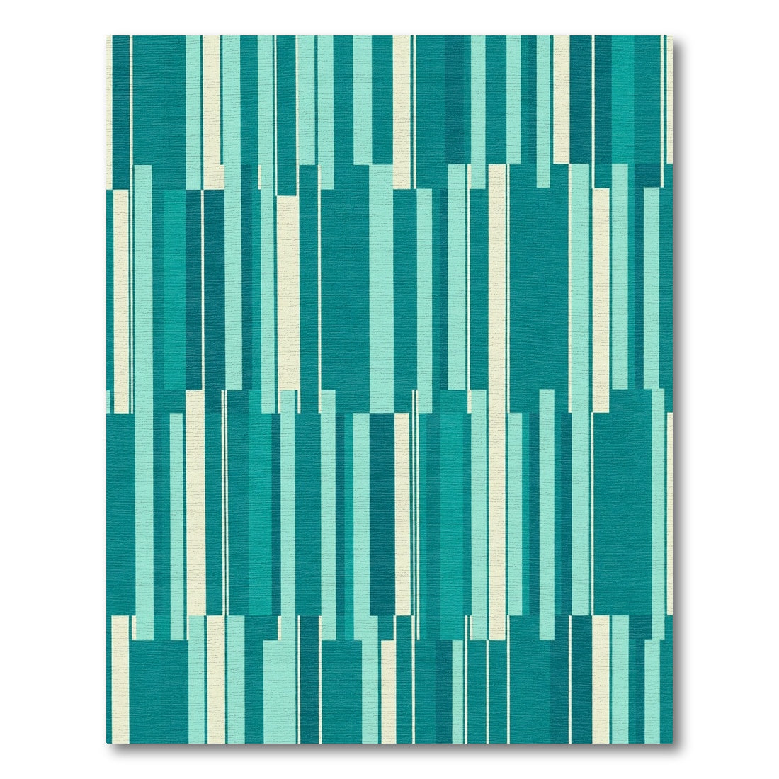 Teal Ombre Vertical Stripe Layered Rug