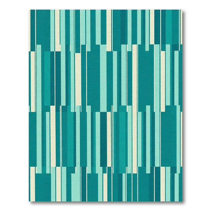 Teal Ombre Vertical Stripe Layered Rug