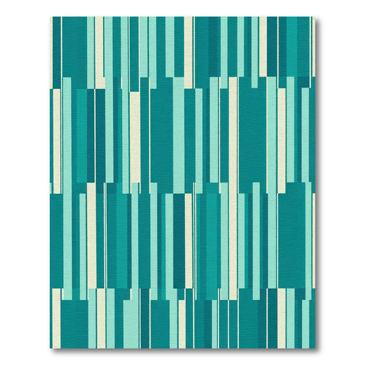 Teal Ombre Vertical Stripe Layered Rug
