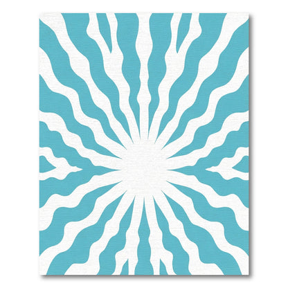 Cool Blue Radiating Wave Rug