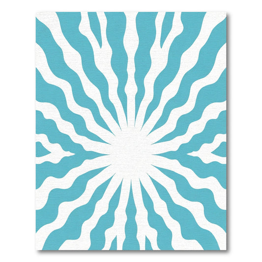 Cool Blue Radiating Wave Rug