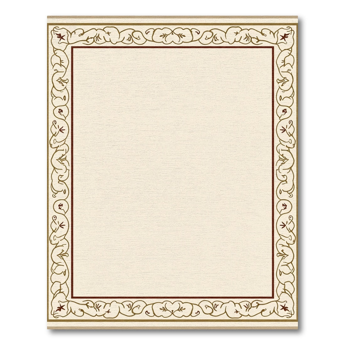 Rich Burgundy Tan Abstract Vine Border Rug
