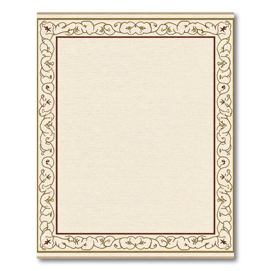 Rich Burgundy Tan Abstract Vine Border Rug