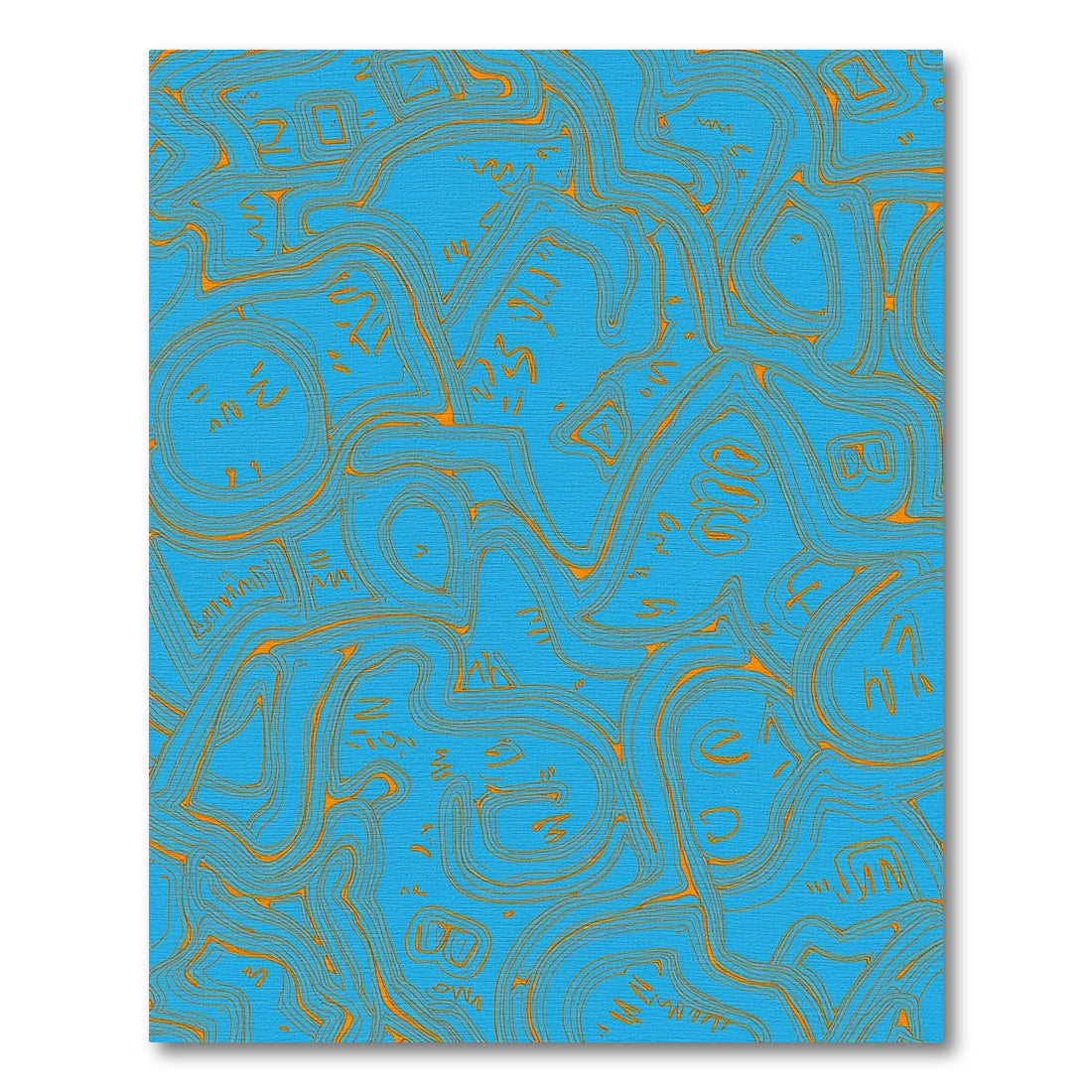 Azure Orange Abstract Wavy Lines Rug