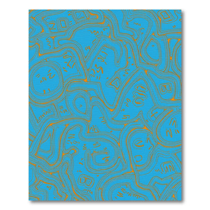 Azure Orange Abstract Wavy Lines Rug