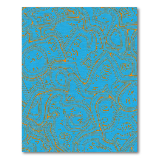 Azure Orange Abstract Wavy Lines Rug