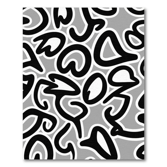Monochrome Abstract Swirls Graffiti Rug