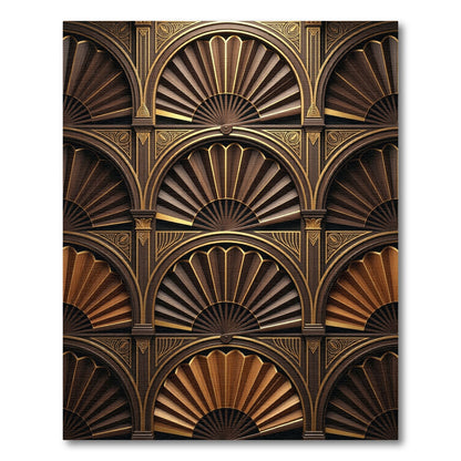 Art Deco Brown Gold Fan Arches Rug