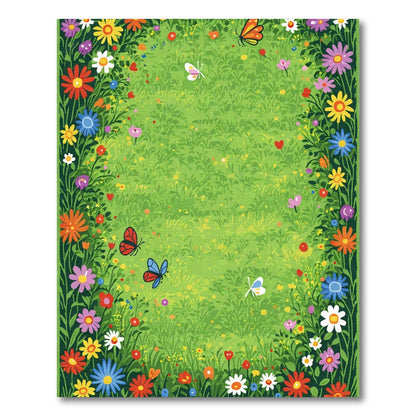 Vibrant Wildflower Meadow Butterfly Garden Rug