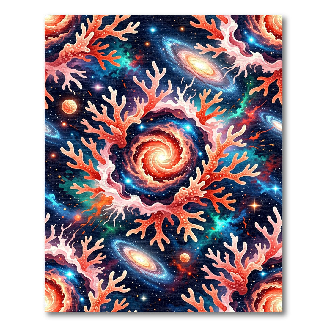Cosmic Coral Nebula Galactic Swirl Art Rug