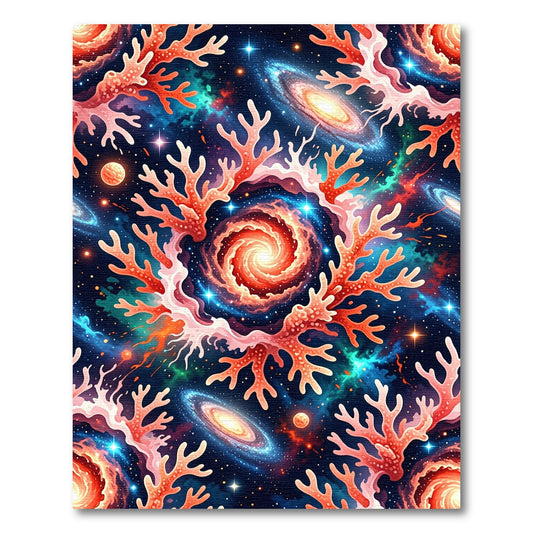 Cosmic Coral Nebula Galactic Swirl Art Rug