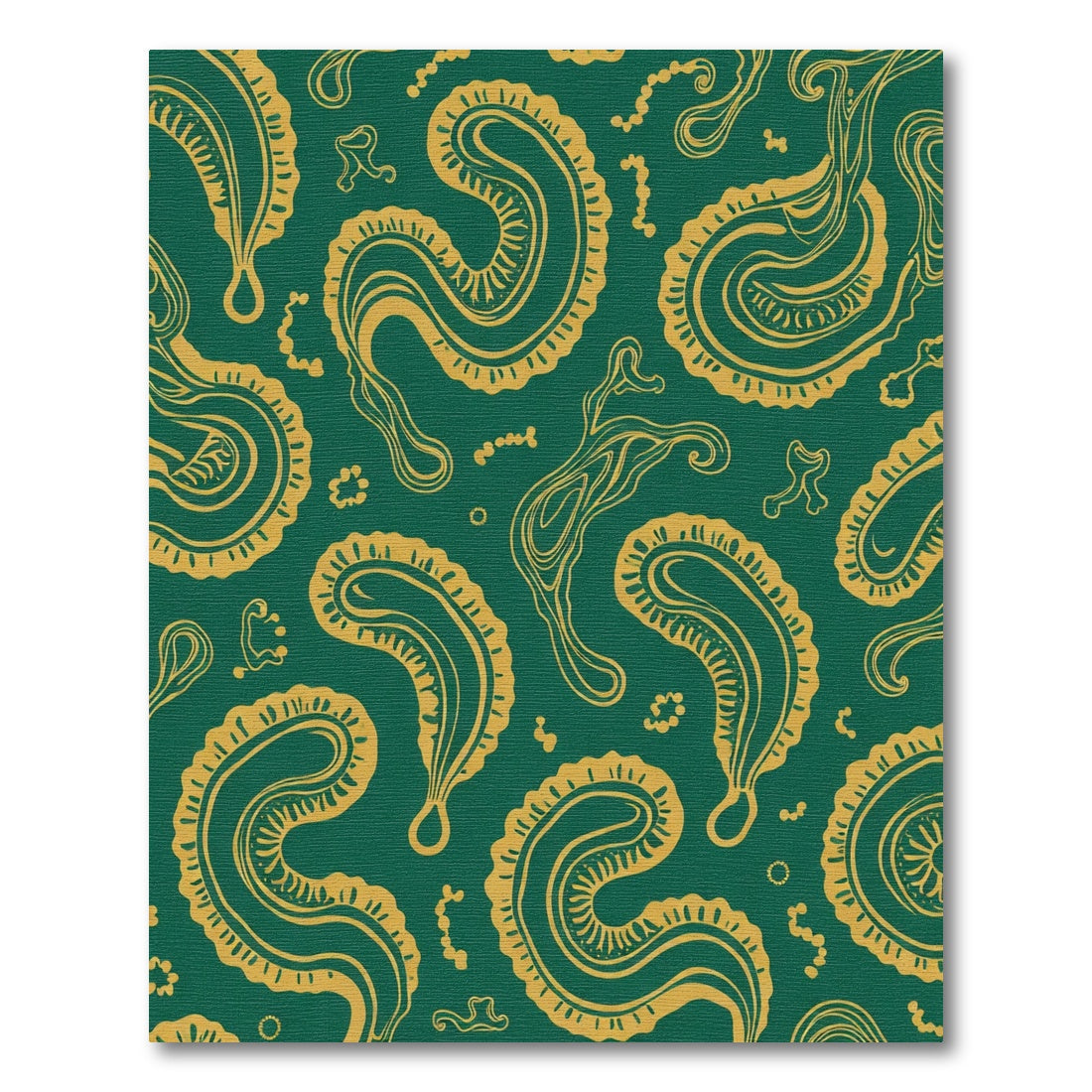 Emerald Gold Paisley Swirl Rug