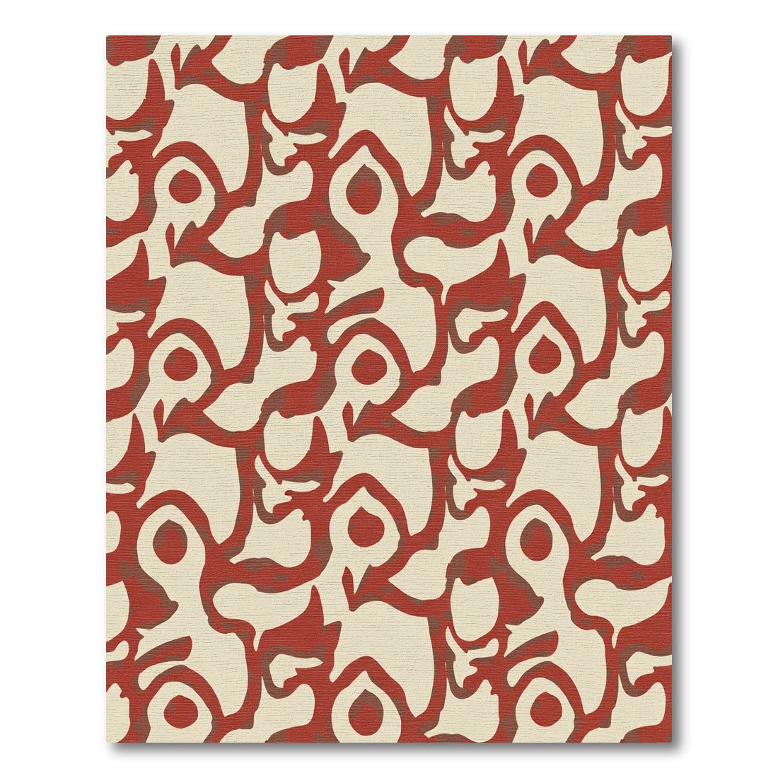 Earthy Red Abstract Organic Flow Rug