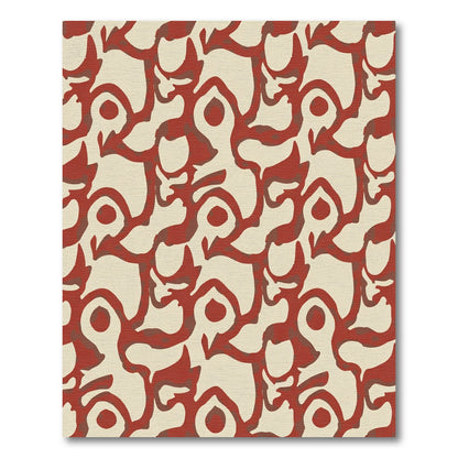 Earthy Red Abstract Organic Flow Rug