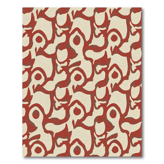 Earthy Red Abstract Organic Flow Rug