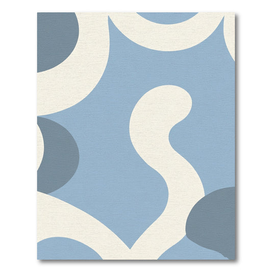 Soft Blue Cream Wavy Organic Shapes Rug