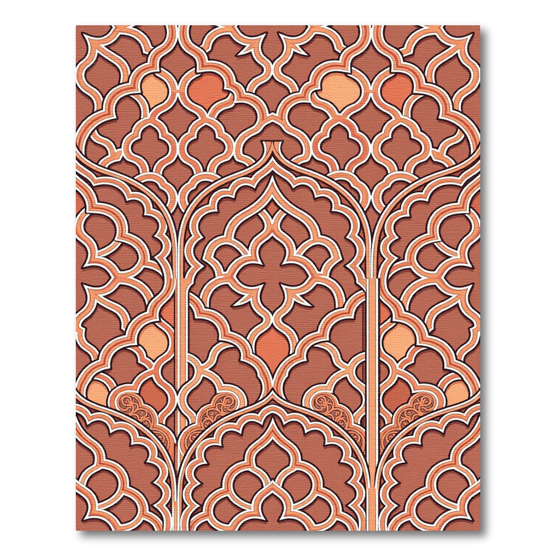 Terracotta Orange Lattice Archway Rug