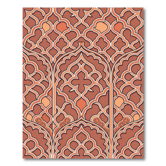 Terracotta Orange Lattice Archway Rug
