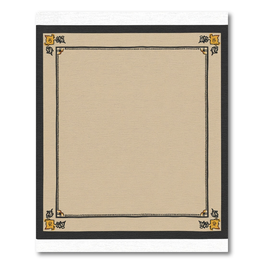 Golden Yellow Floral Corner Border Rug