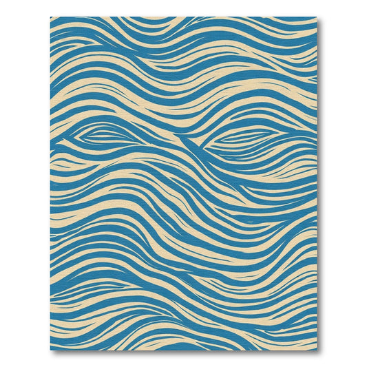 Deep Blue Wavy Lines Rug