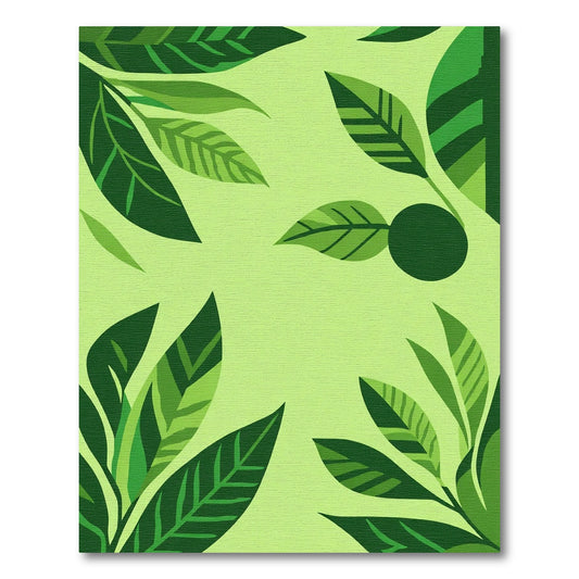Verdant Green Leafy Canopy Abstract Rug
