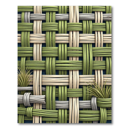 Woven Sage and Cream Botanical Weave Rug