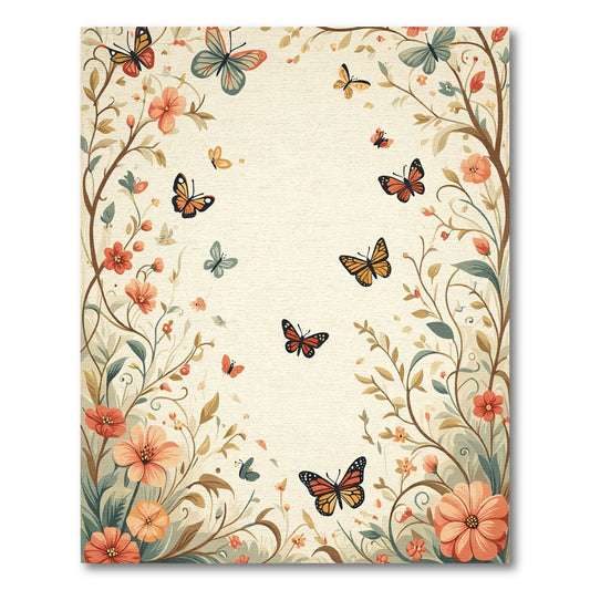 Whimsical Floral Flying Butterflies Garden Rug