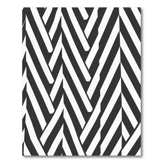 Black White Herringbone Optical Illusion Rug