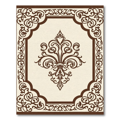Brown Classic Floral Medallion Frame Rug