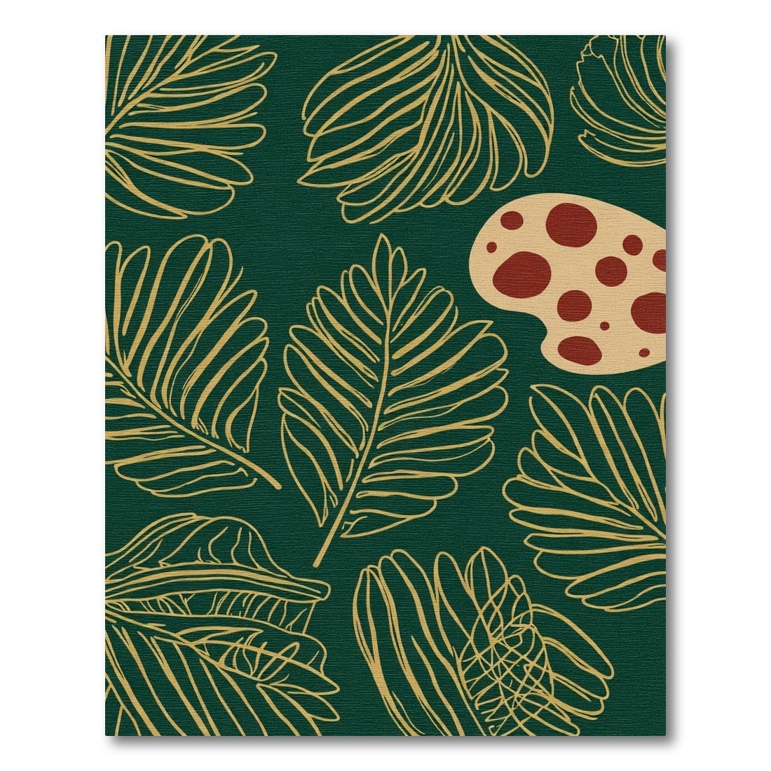 Emerald Green Gold Leaf Composition Rug